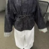 Oversize Dokulu Denim Ceket