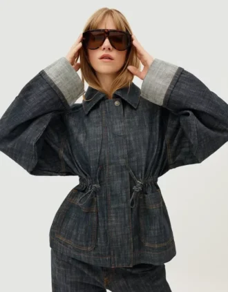 Oversize Dokulu Denim Ceket – Ceketler ve Trençkotlar