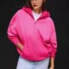 Oversize Fermuarlı Kapüşonlu Sweatshirt
