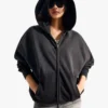 Oversize Fermuarlı Kapüşonlu Sweatshirt