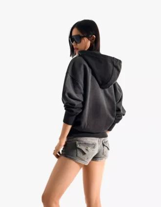 Oversize Fermuarlı Kapüşonlu Sweatshirt