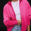 Oversize Fermuarlı Kapüşonlu Sweatshirt