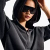 Oversize Fermuarlı Kapüşonlu Sweatshirt