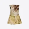 Paisley Desenli Omuzsuz Mini Elbise