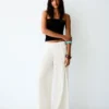 Pileli Rustik Wide Leg Pantolon