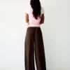 Pileli Rustik Wide Leg Pantolon