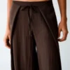 Pileli Rustik Wide Leg Pantolon