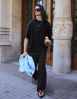 Pileli Süper Bol Yarı Jogger Pantolonlar