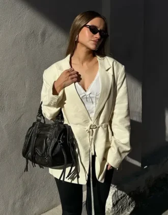 İpli Bol Kesim Blazer – Ceketler ve Trençkotlar