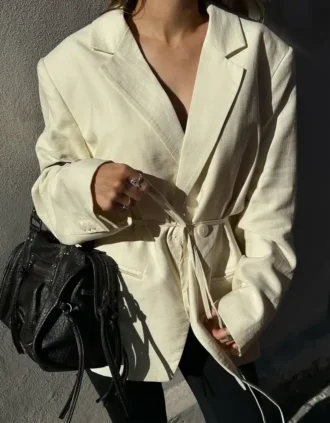 İpli Bol Kesim Blazer – Ceketler ve Trençkotlar