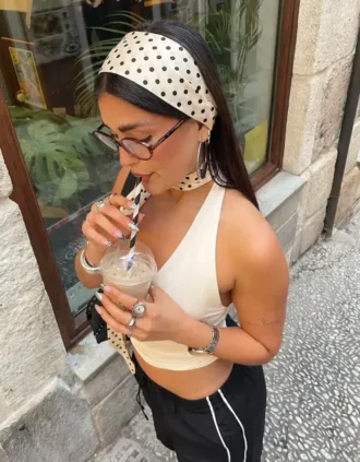 Polka Dot Kravat Eşarp