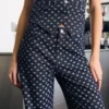 Polka Noktalı Yüksek Bel Straight Kot Pantolon