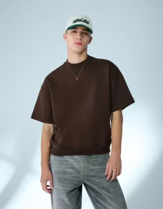 Ribana Peluş Kısa Kollu Tişört – T-shirtler ve Polo Yaka Tişörtler