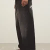 Süper Bol Kesim Nakışlı Kot Pantolon