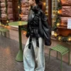 Süper Wide Leg Düşük Bel Kot Pantolon – #Bershkastyle – Kadın