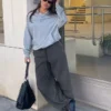 Stoperli Peluş Barrel Pantolonlar