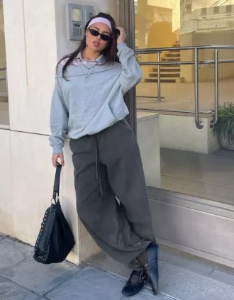 Stoperli Peluş Barrel Pantolonlar
