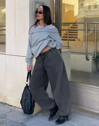 Stoperli Peluş Barrel Pantolonlar