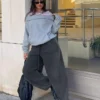 Stoperli Peluş Barrel Pantolonlar