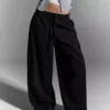 Stoperli Peluş Barrel Pantolonlar – Pantolonlar – Kadın