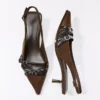 Toka Detaylı Kitten Topuklu Slingback Ayakkabılar – Topuklu Ayakkabılar