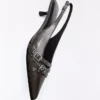 Tokalı Slingback Kitten Topuklu Ayakkabılar – Topuklu Ayakkabılar