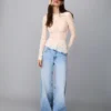 Uzun Kollu Fırfırlı Sarı Dantel T-shirt