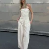 Wide Leg Düşük Bel Dartlı Kot Pantolon