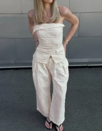 Wide Leg Düşük Bel Dartlı Kot Pantolon