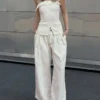 Wide Leg Düşük Bel Dartlı Kot Pantolon