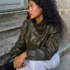 Yaka Detaylı Faux Leather Ceket – Ceketler ve Trençkotlar