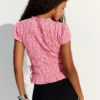 Yan Bağcıklı Büzgülü T-shirt