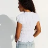 Yan Bağcıklı Büzgülü T-shirt