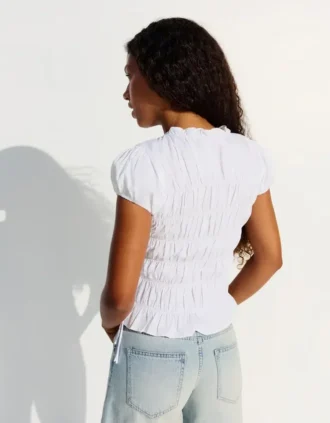Yan Bağcıklı Büzgülü T-shirt