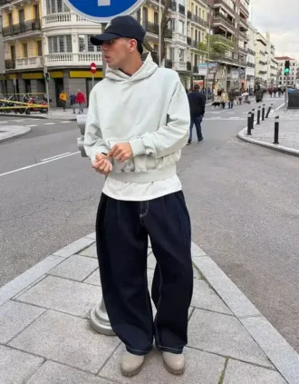Yıkanmış Boxy Fit Kapüşonlu Sweatshirt – Sweatshirtler ve Kapüşonlular – Erkek
