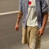 Yıkanmış Efektli Bermuda Şort Aries X Bershka