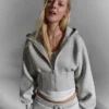 Yüksek Bel Fermuarlı Kapüşonlu Sweatshirt – #Bershkastyle – Kadın