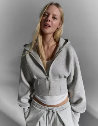 Yüksek Bel Fermuarlı Kapüşonlu Sweatshirt – #Bershkastyle – Kadın