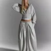 Yüksek Bel Fermuarlı Kapüşonlu Sweatshirt – #Bershkastyle – Kadın