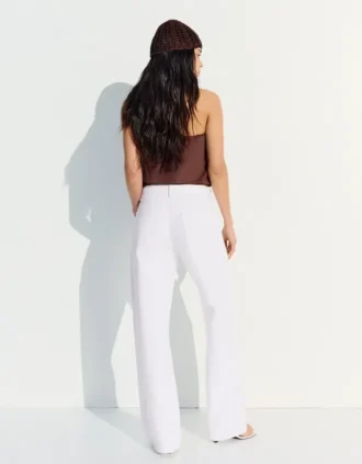 Yüksek Bel Parlak Straight Paça Kot Pantolonlar