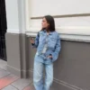 Yüksek Bel Straight Wide Leg Geniş Paça Kot Pantolon