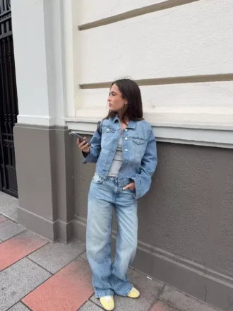 Yüksek Bel Straight Wide Leg Geniş Paça Kot Pantolon