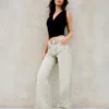 Yüksek Bel Straight Wide Leg Kot Pantolon – Pantolonlar