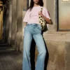 Yüksek Bel Straight Wide Leg Kot Pantolon – Pantolonlar