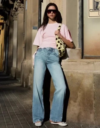 Yüksek Bel Straight Wide Leg Kot Pantolon – Pantolonlar
