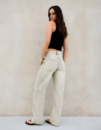 Yüksek Bel Straight Wide Leg Kot Pantolon – Pantolonlar