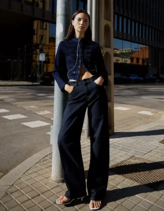 Yüksek Bel Straight Wide Leg Kot Pantolonlar – Pantolonlar – Kadın