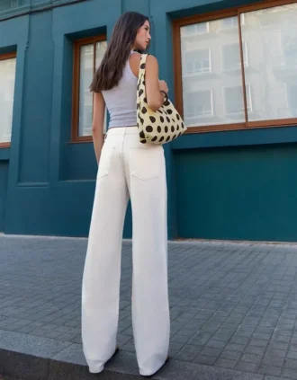 Yüksek Bel Straight Wide Leg Kot Pantolonlar – Pantolonlar – Kadın