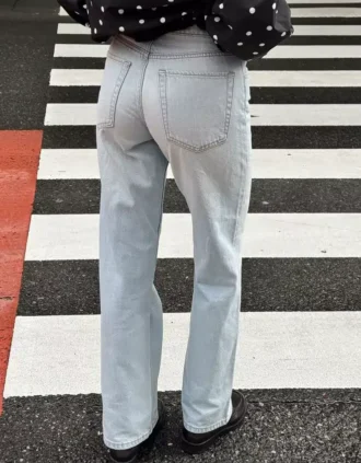 Yüksek Bel Wide Leg Düz Kesim Kot Pantolonlar