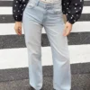 Yüksek Bel Wide Leg Düz Kesim Kot Pantolonlar